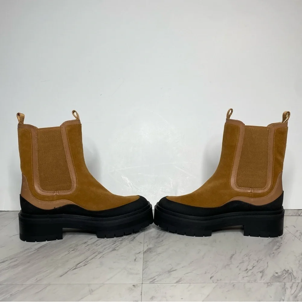 New! Sam Edelman Lulia Brown Suede Lug Sole Chelsea Boot 7 1/2 M